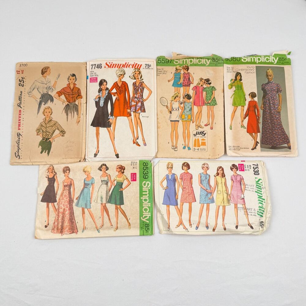 Vintage Simplicity Sewing Pattern Lot of 6 1950s thru 70s Dresses Retro USA